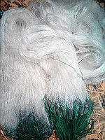 Сеть трехстенка,нитка,вшитый груз,белого цвета,высота 3м,длина 100м,ячейка 80мм., фото 1